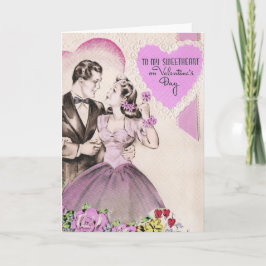 Cartão De Festividades Casal de Namorados Vintage