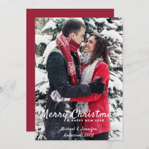 Cartão De Festividades Casal de Natal feliz/Foto da família