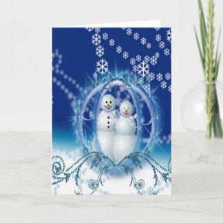 Cartão De Festividades Casal de Neve de Natal Bonito Horário da Noiva de