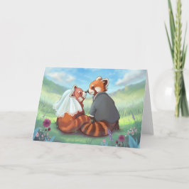 Cartão De Festividades Casal De Panda Vermelha E Bonita Apaixonado
