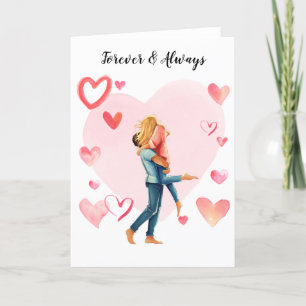 Cartão De Festividades Casal de retrato personalizado de aquarela