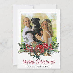 Cartão De Festividades Casal e Cachorro Natal Foto Botânica