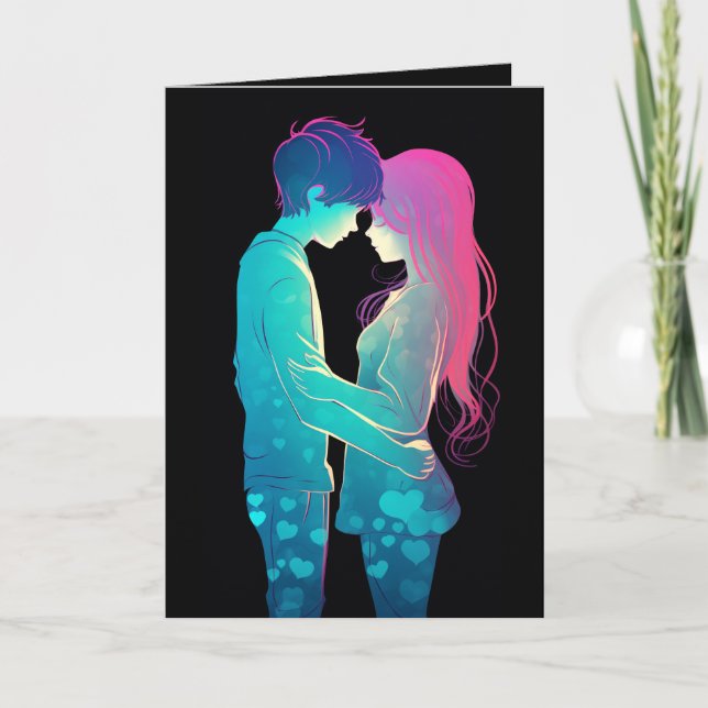 Cartão De Festividades Casal feliz dia de os namorados (Frente)