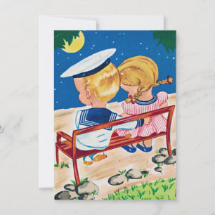 Cartão De Festividades casal giro do dia de os namorados vintage