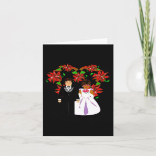 Cartão De Festividades Casal Inter-racial de Casamento de Natal Coroa de 
