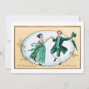 Cartão De Festividades Casal Irlandês de Dança Cute Vintage