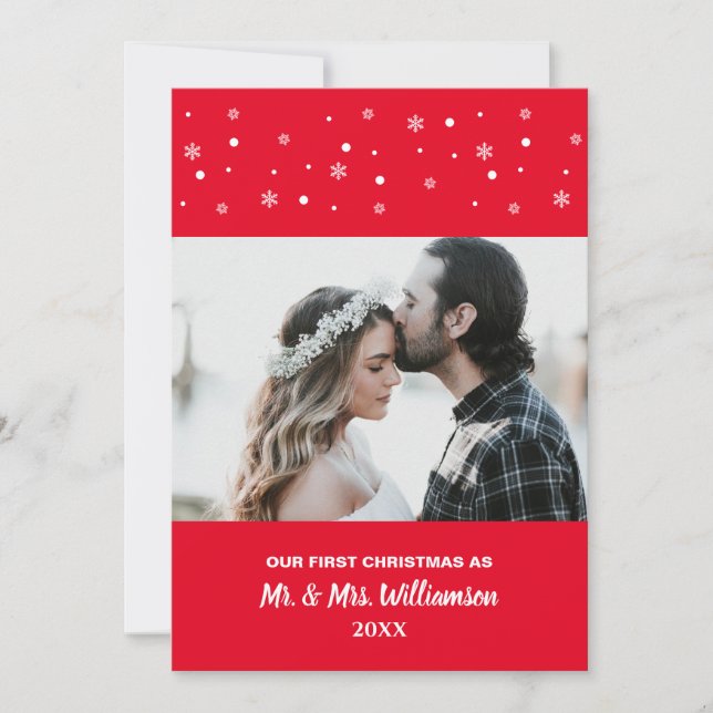 Cartão De Festividades Casal Nossa Primeira Navidad Foto Personalizada (Frente)