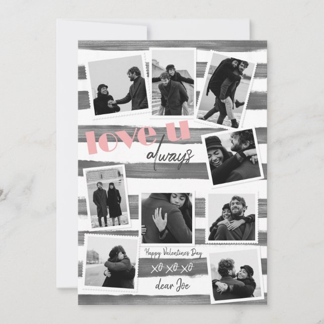 Cartão De Festividades Casal personalizado 9 cinzas Fotografias "ama semp (Frente)