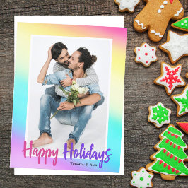 Cartão De Festividades Casal Rainbow Orgulho gay Foto Cute Moderno