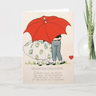 Cartão De Festividades Casal Retroativo Vintage Sob Placa Namorados Umbre