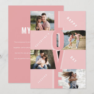 Cartão De Festividades Casal Rosa de Colagem de Fotografias Moderno 4