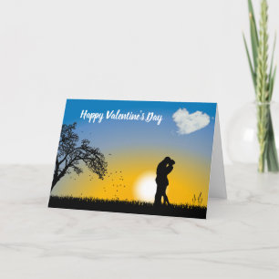 Cartão De Festividades casal Silhuette feliz dia de os namorados