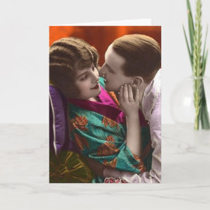 Cartão De Festividades Casal Vintage