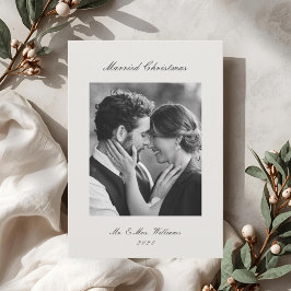 Cartão De Festividades Casamento Clássico Moderno Natal Recém-Casados