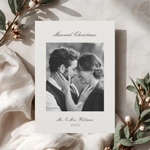 Cartão De Festividades Casamento Clássico Moderno Natal Recém-Casados