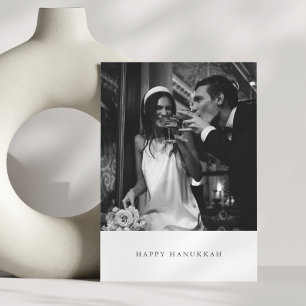 Cartão De Festividades Casamento de Foto Hanukkah Preto Moderno Minimalis