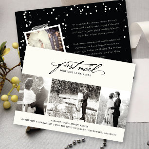 Cartão De Festividades Casamento de Fotografia de Vintage First Noel 3