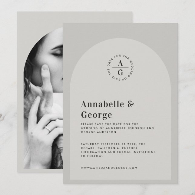 Cartão De Festividades Casamento de fotos com fotografia gráfica moderna (Frente/Verso)