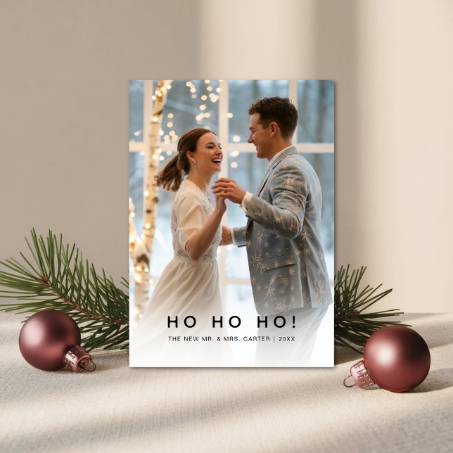 Cartão De Festividades Casamento de Inverno Modern Ho Ho Ho (Criador carregado)