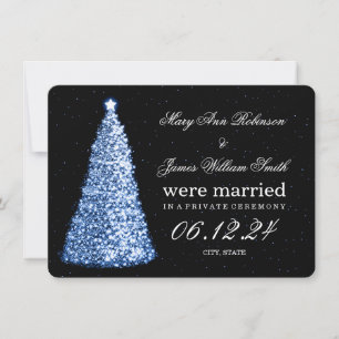 Cartão De Festividades Casamento de Natal Elegante Fuga Azul