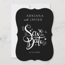 Casamento Elegante Negro Convide Minimalista