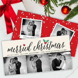 Cartão De Festividades Casamento Fotográfico de Felried Christmas Holly M
