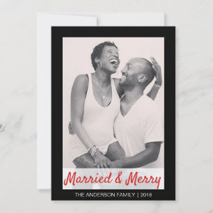 Cartão De Festividades Casamento Moderno e Feliz Foto de Agradecimento de