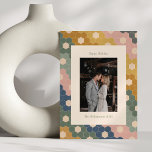 Cartão De Festividades Casamento Moderno Vintage Boho Terroso Foto<br><div class="desc">Cartão de Férias com Foto Moderno Vintage Boho Terroso em Verde,  Dourado,  Azul e Rosa</div>