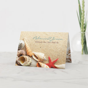 Cartão De Festividades casamento na praia areia do oceano conchas elegant