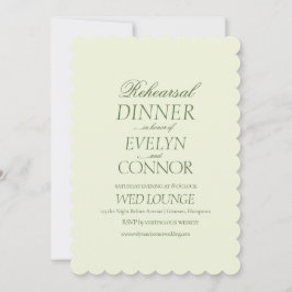 Cartão De Festividades Casamento Verde do Janto de Ensaios Elegante