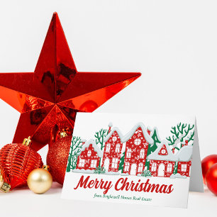 Cartão De Festividades Casas da Empresa de Imóveis Feliz Natal Personaliz