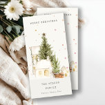 Cartão De Festividades Casas de Árvore Branca de Neve Saudações Feliz de<br><div class="desc">Se precisar de mais alguma personalização,  por favor,  sinta-se à vontade para me enviar uma mensagem em yellowfebstudio@gmail.com.</div>