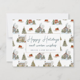 Cartão De Festividades Casas de Inverno Festivas Feliz Natal Imobiliária 