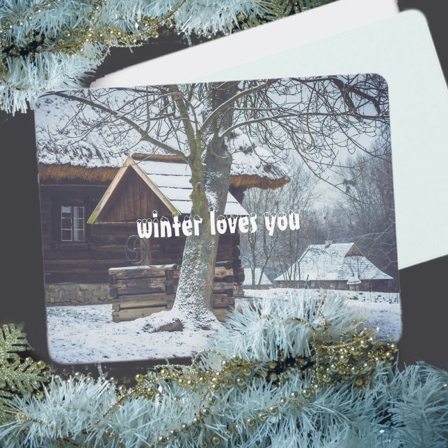 Cartão De Festividades Casca de campo na neve (Criador carregado)