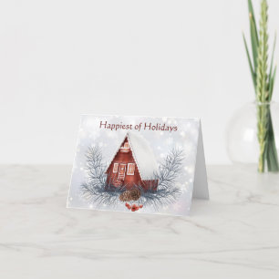 Cartão De Festividades Casinha de inverno encantadora Natal personalizado