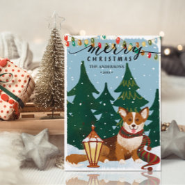 Cartão De Festividades Castanho Cachorro CorGI Voz de Natal Minimamente D
