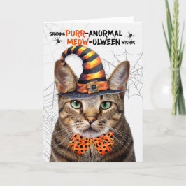 Cartão De Festividades Castanho Tabby Halloween Cat PURRanormal MEOWolbet