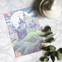 Castelo de Contos de Fadas Paisagem em Aquarela Pa