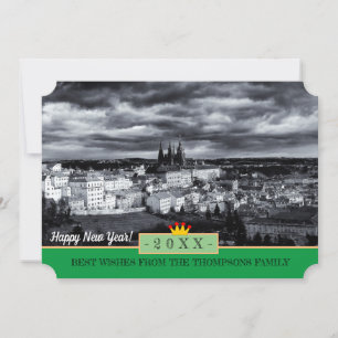 Cartão De Festividades Castelo de Praga & Feliz ano novo! Cartão/Praha