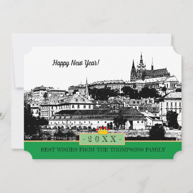 Cartão De Festividades Castelo de Praga & Feliz ano novo! Cartão/Praha (Frente)