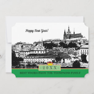 Cartão De Festividades Castelo de Praga & Feliz ano novo! Cartão/Praha