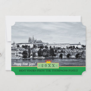 Cartão De Festividades Castelo de Praga & Feliz ano novo! Cartão/Praha
