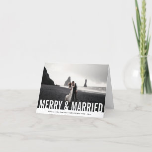 Cartão De Festividades Casual Merry & Married   Modern Holiday Photo