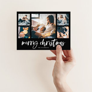 Cartão De Festividades Casual Script Multi Grade de Fotos Feliz Natal