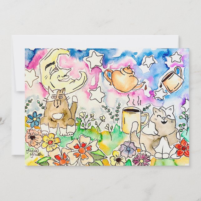 Cartão De Festividades Cat Art (Frente)