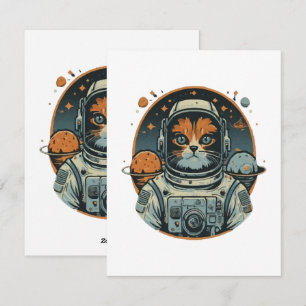 Cartão De Festividades Cat-astronauta em Asteroides