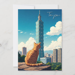Cartão De Festividades Cat em Taipei 101 Taiwan