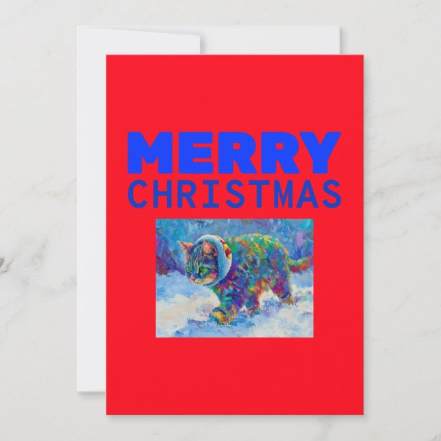Cartão De Festividades Cat in Snow Wearing Ear Muffs  (Frente)