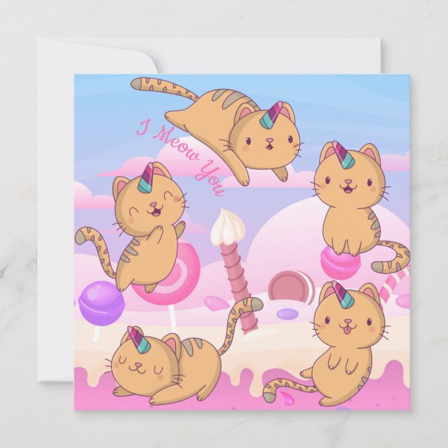 Cartão De Festividades Cat Love (Frente)