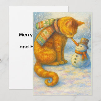 Cartão De Festividades Cat Lover's  Christmas Sarah and the Snowman